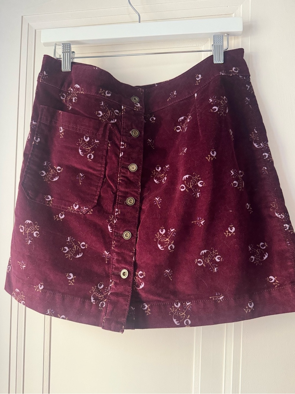 Free People Button-Front Velvet Skirt